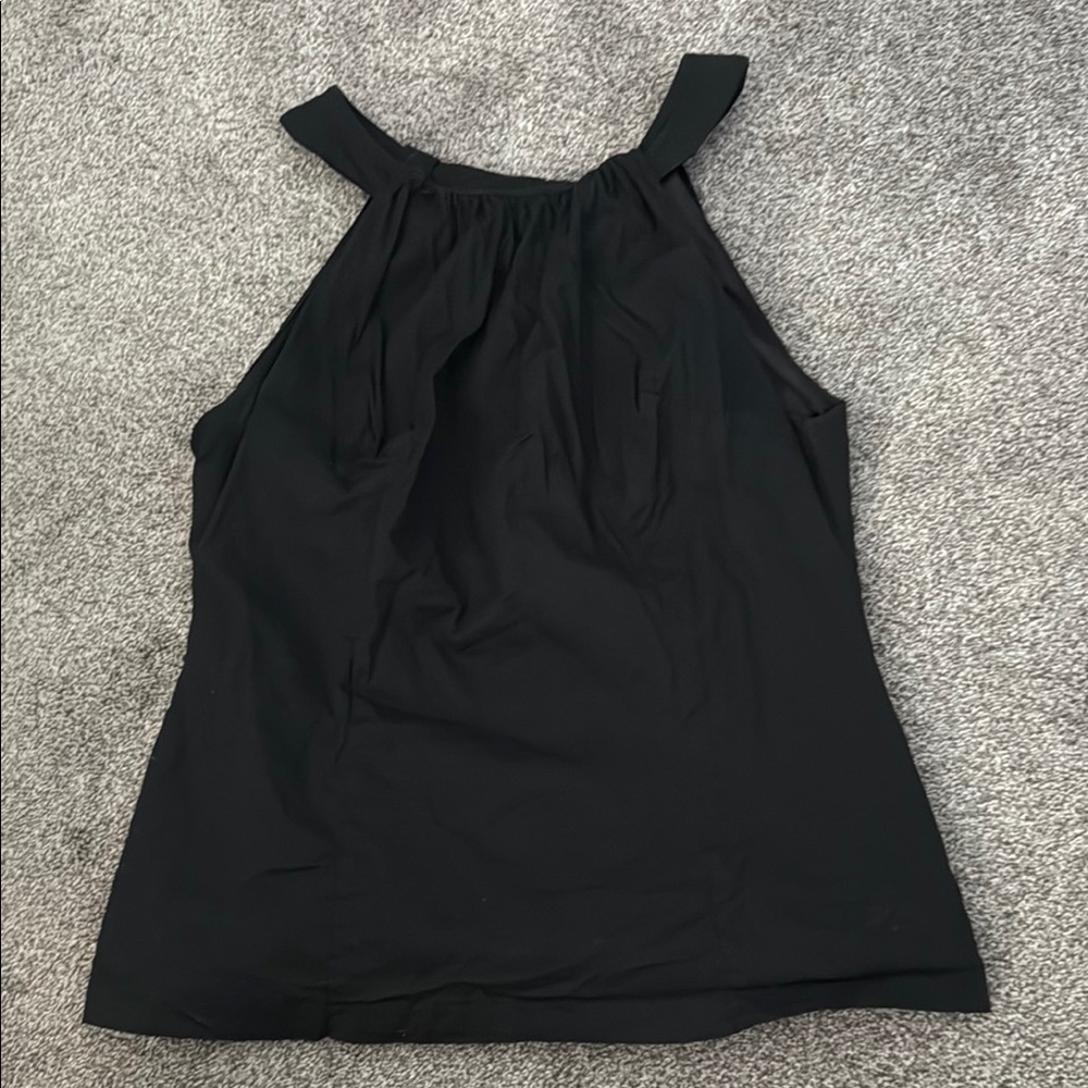 Pinup Couture pinup girl clothing Black Ruched Halter Tank Top Large